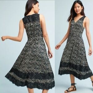 Ranna Gill Cyanara Ditsy Floral Print Lace Dress XS Multicolor